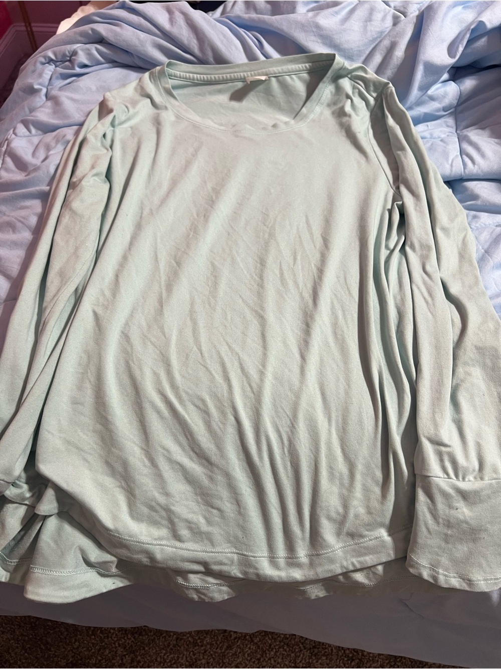 Women’s Long Sleeve Crew Neck Shirt in Light Mint Size M (8-10)
